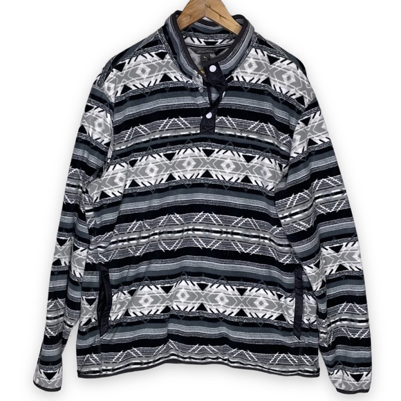 Eddie Bauer Mens XL Tribal Aztec Fleece Pullover